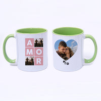 Mug Color Interno Verde Claro Amor y Amistad