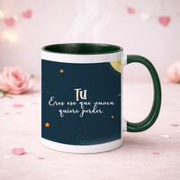 Mug Color Interno Verde Oscuro Amor y Amistad